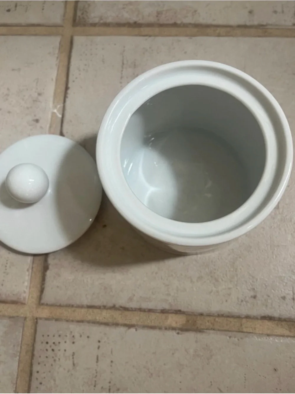 Minimalist White Ceramic Sugar Bowl or Salt Cellar with Knob Lid
